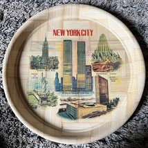 Vintage New York City Twin Towers Bamboo Tray - $11.30