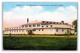 Service Club Republican Flats  Fort Riley Kansas UNP Linen Postcard T7 - £2.33 GBP