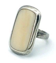 Retro Vintage Size 7 Sterling Silver Mother Of Pearl Inlay Ring 8.7 Grams - £31.92 GBP