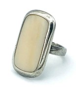 Retro Vintage Size 7 Sterling Silver Mother Of Pearl Inlay Ring 8.7 Grams - £31.56 GBP