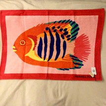 Hermes Beach Towel Fish Bath Mat pink orange Cotton rug 95 x 65 cm - $530.02