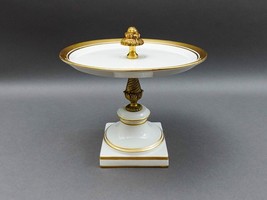 Mottahedeh Italy Gold Porcelain Pedestal Tazza Compote Server Dessert Stand Read - $299.99