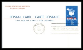 1967 US FDC Postal Card - UX64, 8c International Use, Washington DC T10 - £2.31 GBP