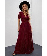 Fiery Red Blue Fill Your Heart Lace Maxi Dress - $43.40