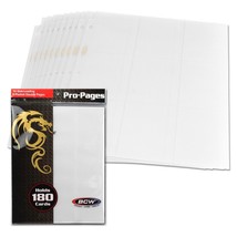 20 BCW Standard Card Sized 18-Pocket Side Loading Crisp White Pro Binder Pages - £10.06 GBP