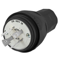 20A Watertight Locking Plug 3P 4W 480Vac L16-20P Bk - $123.99