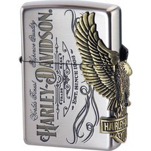 Harley Davidson HDP-75 Bald Eagle Gold Side Metal Zippo Oil Lighter  - £84.73 GBP