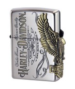Harley Davidson HDP-75 Bald Eagle Gold Side Metal Zippo Oil Lighter  - £83.38 GBP