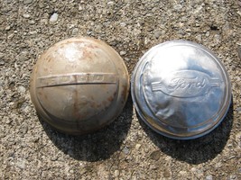 Lot of 2 assorted 1941 to 1950 Ford super deluxe pickup dog dish hubcaps dented - £19.46 GBP