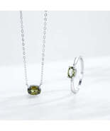 S925 Sterling Silver  Fresh Olive Green Oval Ring Necklace Women&#39;s High-... - €16,63 EUR+
