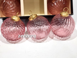 Rachel Zoe Kugel Style Glass Shabby Chic Pink Christmas Ornaments 3&quot; Decor - £33.73 GBP