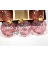Rachel Zoe Kugel Style Glass Shabby Chic Pink Christmas Ornaments 3&quot; Decor - £34.36 GBP