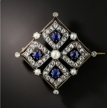 Antique French Diamond and Pearl Brooch, Art Deco Brooch, Engagement Brooch Pin - £134.12 GBP
