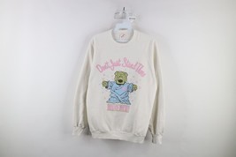 Vintage 90s Streetwear Womens Large Distressed Dog Hug Me Sweatshirt Whi... - $44.50