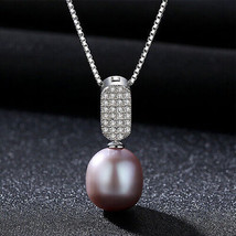 Collier avec pendentif goutte de perles naturelles et diamants en or blanc... - £71.51 GBP
