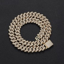 13mm Brass Chain Necklace Micro Pave Prong Setting 20 Inch I  - £286.24 GBP