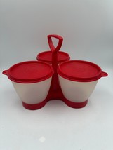 Tupperware Essentials Condiment Bowls &amp; Serving Caddy Set Red - $14.49