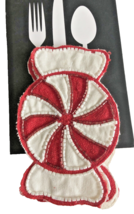 Nicole Miller Christmas Utensil Holders Set Of 4 Pockets Embroidered Beaded - $28.39