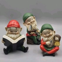 VINTAGE Homco Christmas Elves Set of 3 Porcelain Figurines #5205 - Taiwan  - £14.64 GBP