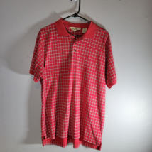 Eddie Bauer Mens Polo Shirt Medium Short Sleeve Red Squares  - £10.16 GBP