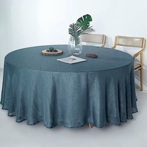 Blue 108&quot;&quot; Round Premium Faux Burlap Polyester Tablecloth Wedding Linens... - £28.80 GBP