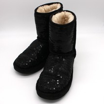 UGG Girl&#39;s Classic Short Black Sequin Sparkles Boots size 3 - $59.99