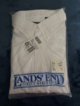 Lands End Men’s Size Tall 20- 36 White Oxford Button Up Casual Shirt Cotton - $24.36