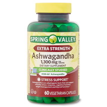 Extra Strength Ashwagandha Dietary Supplement, 1300 Mg, 60 Vegetarian Capsules - £17.32 GBP