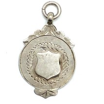 Antique Signed 1931 FHA &amp; Co. Birmingham Sterling Carve Shield Medal Fob Pendant - £37.19 GBP