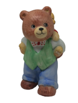 Vintage BC Bronson Teddy Bear Figurine Porcelain Bisque Father Son Piggy... - $12.00