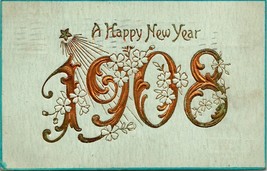 Vtg 1908 Cartolina Dagherrotipo Company Goffrato 1908 Happy New Year - £5.59 GBP