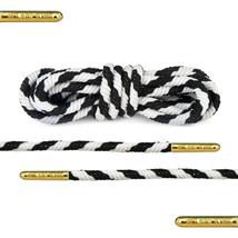 Luxury Rope Black White Stripe Shoelaces with Gold Metal Tips by Loop Ki... - £13.37 GBP+