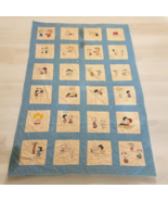 Vtg Peanuts Snoopy Woodstock Charlie Brown Patch Quilt Blanket Early 50s? - $199.95