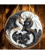 Yin Yang Dragon Wall Decor with Intricate Black and White Design - £18.57 GBP