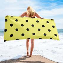 Autumn LeAnn Designs® | Dolly Yellow with Black Polka Dots Beach Towel - £30.66 GBP