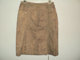 Very Vera Skirt Size 4 Tan w/ Black Spatter Cotton Blend Knee Length A-Line - £8.27 GBP