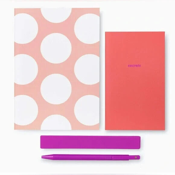 NWT Kate Spade New York Jotter Pouch SET PEACH JUMBO DOT OFFICE/MAKEUP - $14.80