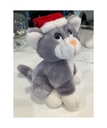 Ty Beanie Buddy Pooky The Stuffed Animal Gray Cat Santa Hat Gift Christmas - £19.62 GBP