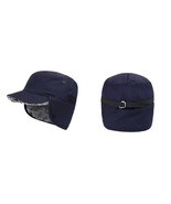 Dark Blue Winter Hat with Ear Flaps Thermal Warm Snow Ski Cap Flat Cap - £25.83 GBP