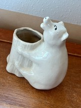 Vintage McCoy Shawnee or Other Cream Art Pottery Bear Next to Tree Stump Vase or - £10.33 GBP