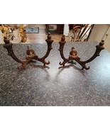 Old 1800s Ornate Cast Iron Double Twin Pair Coat Hat Hook Hanger 6&quot; x5.5... - €86,24 EUR