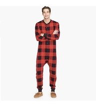 J. Crew Knit Goods Union Suit Red Buffalo Plaid One Piece Pajamas | Medium - £42.84 GBP