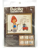 Vintage Bucilla Needlecraft Crewel Kit &quot;Smile&quot; Sampler Little Boy Firema... - £24.17 GBP