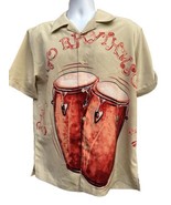 THE HAVANA CO MEN&#39;S S/S camp Button SHIRT Medium BONGO RHYTHMS music - $15.83