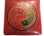 Vintage Embossed Pisces Astrology Sign Collapsible Leather Coin Purse Wa... - $7.08