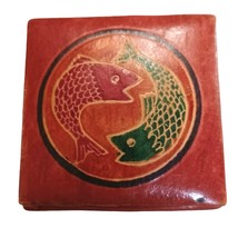 Vintage Embossed Pisces Astrology Sign Collapsible Leather Coin Purse Wallet  - £5.63 GBP
