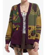 Thorn &amp; Fable Grunge Bug Patchwork Women&#39;s Maroon Green Cardigan size XL - $567.23 MXN