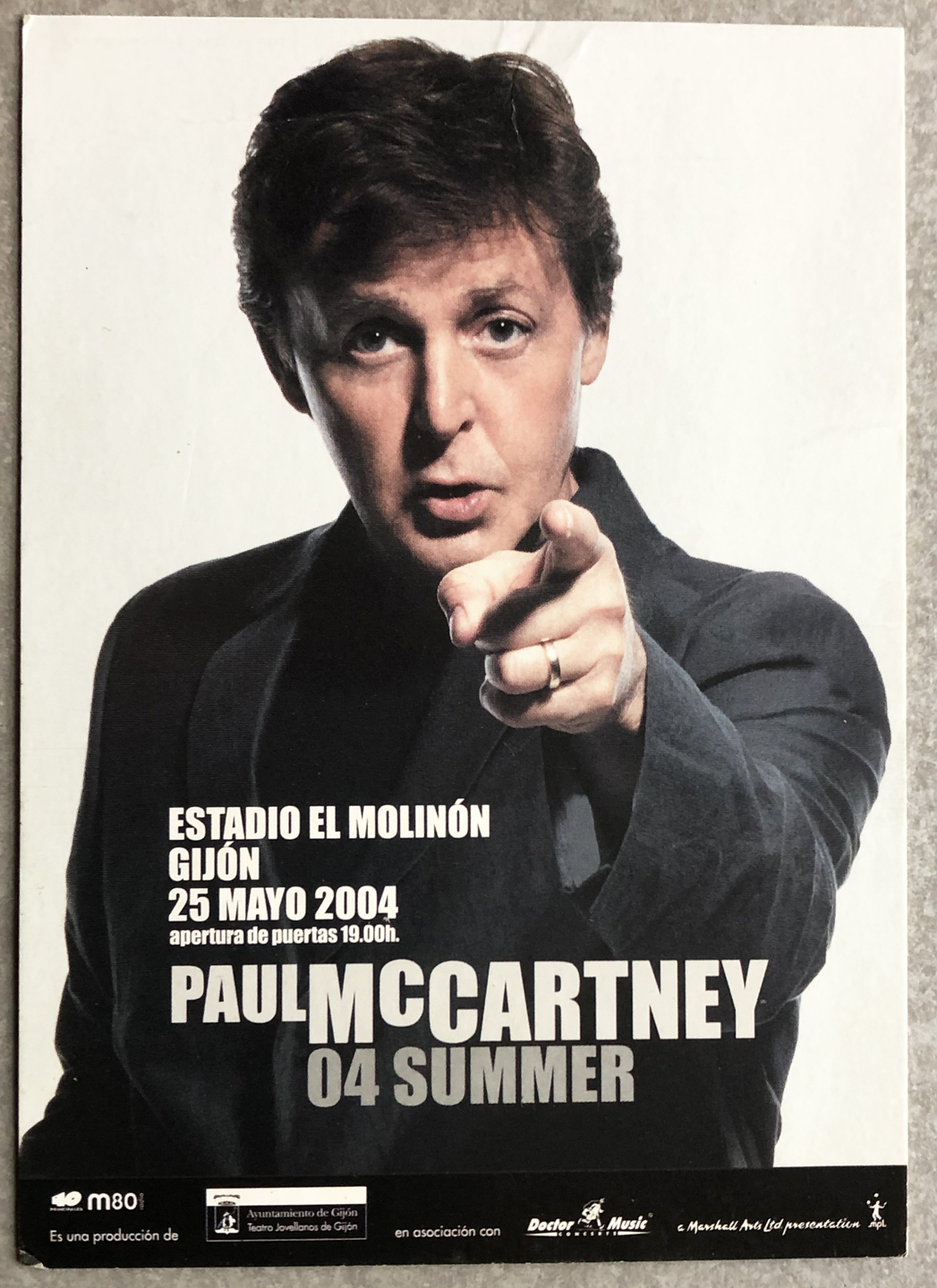 Primary image for Paul McCartney 04 Summer Concert Promo Card for Gijon Spain