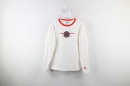 Vintage 90s Adidas Womens Small Distressed Spell Out Long Sleeve T-Shirt White - £23.70 GBP