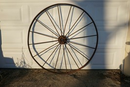 Antique/Vintage Spoked Steel Farm Implement Wheel Rim  54&quot; x 2&quot; - £91.92 GBP